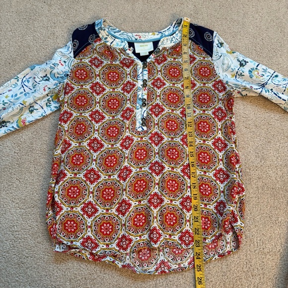 Maeve by Anthropologie Mandala Henley Top Blouse Floral Print - Picture 9 of 9